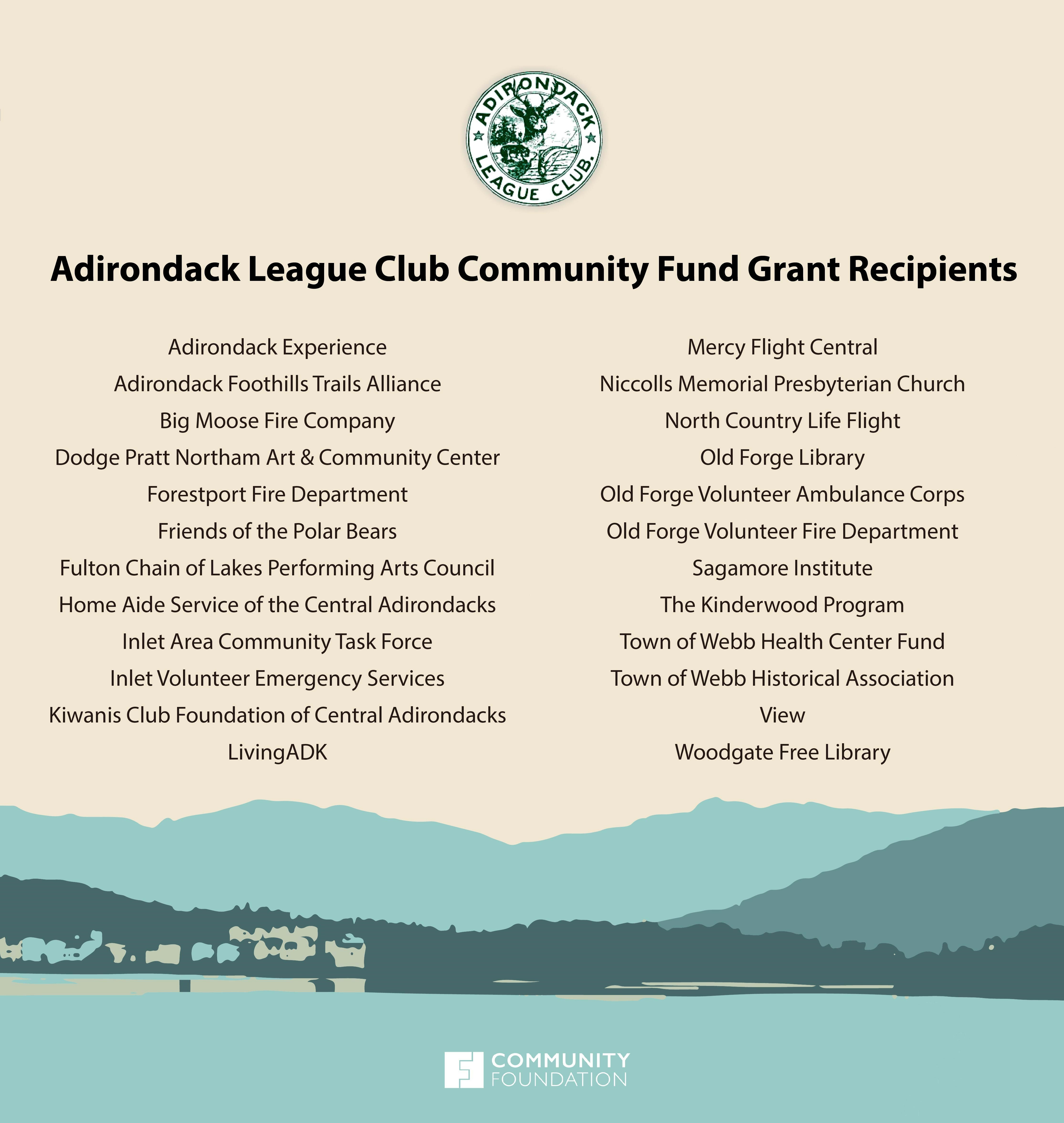 Adirondack League Club Awards Over $100,000 to Area Nonprofits
